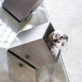 Mirror ceiling lamp in aluminum and steel Eval Italia 70s