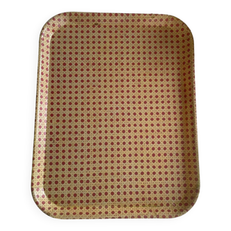 70s tray in fiberglass imitation rattan