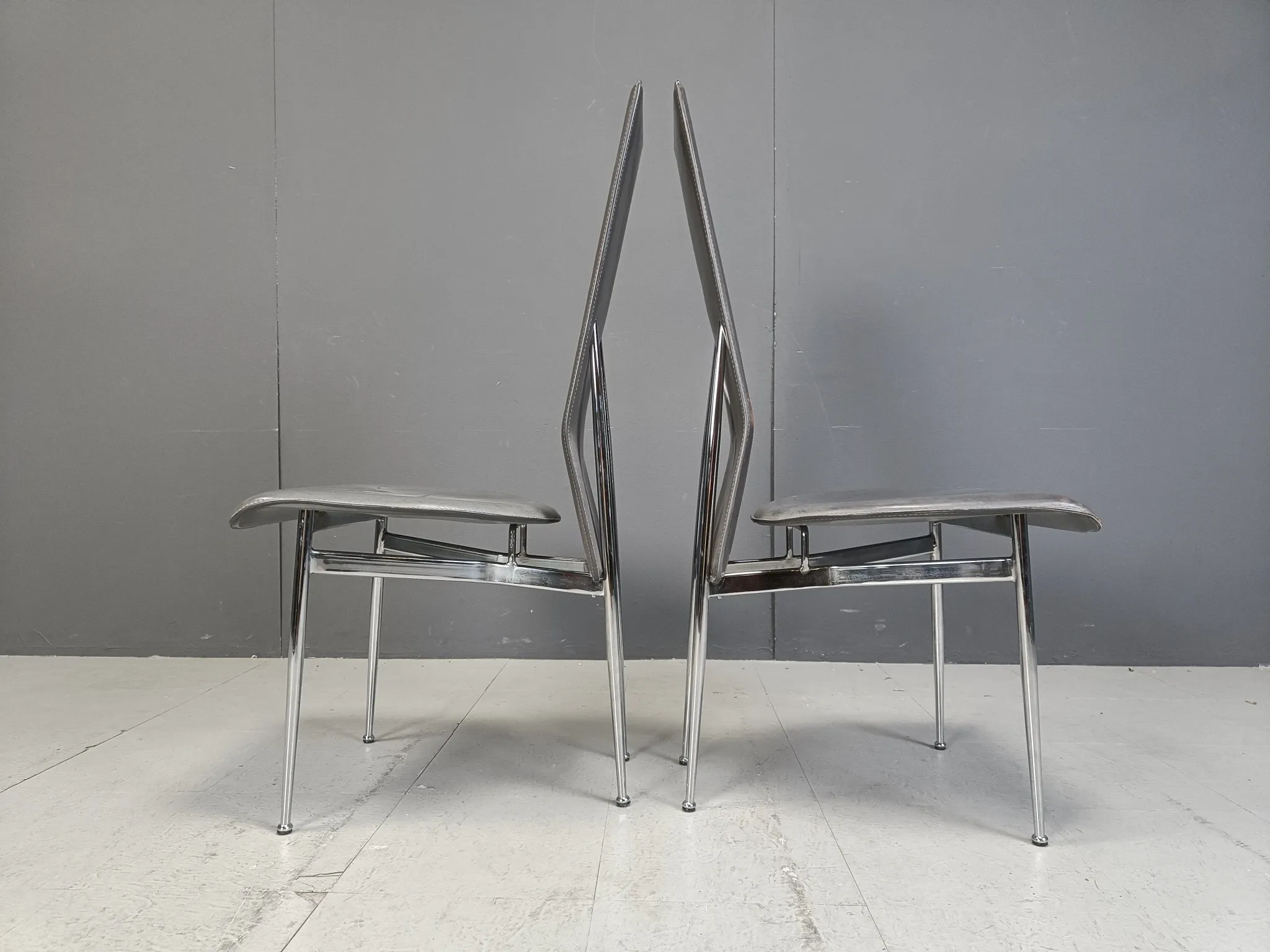 Vintage dining chairs by Giancarlo Vegni for Fasem, set of 8, 1980s