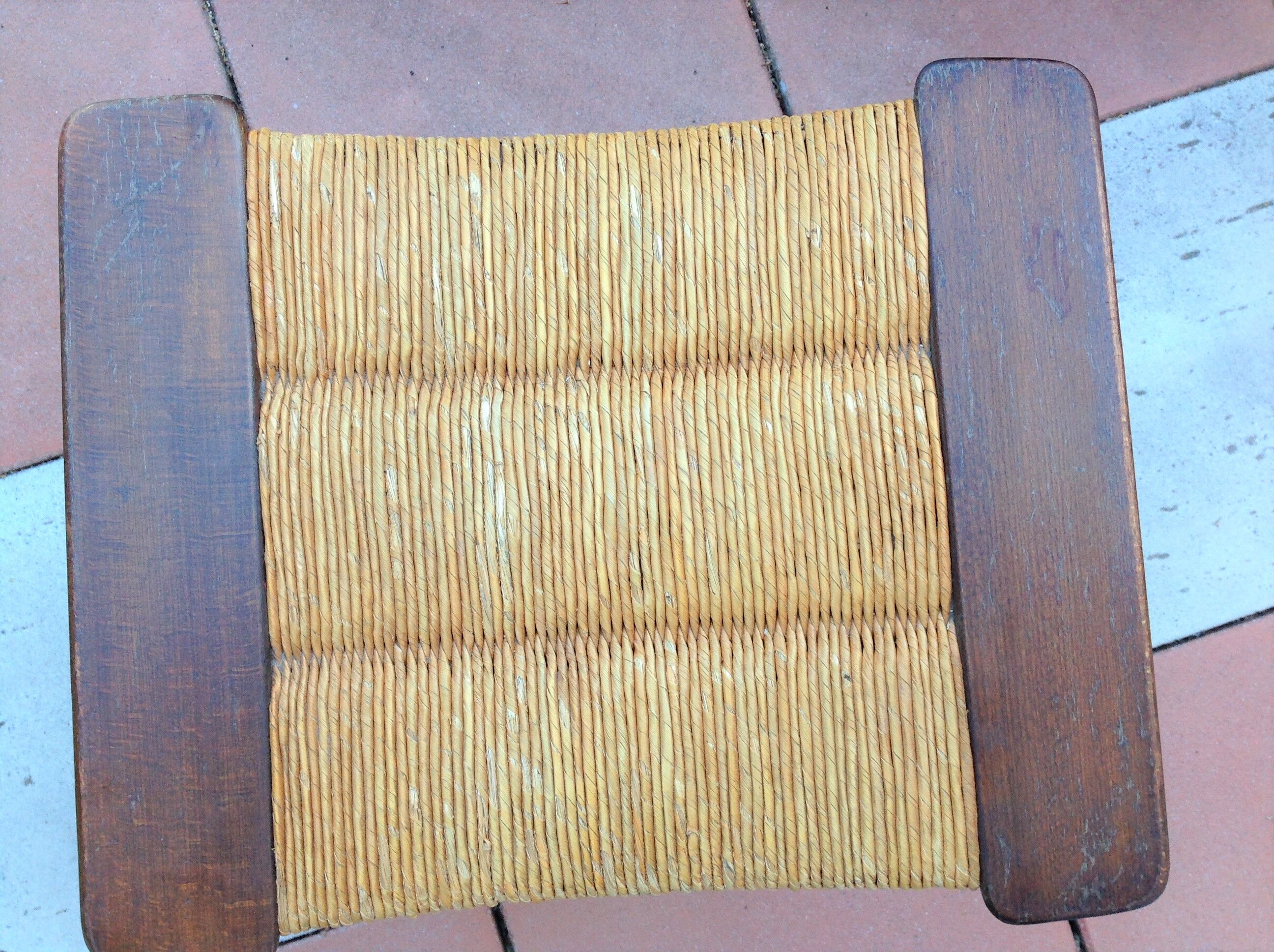 Tabouret  en bois paillé / vintage années 50-60