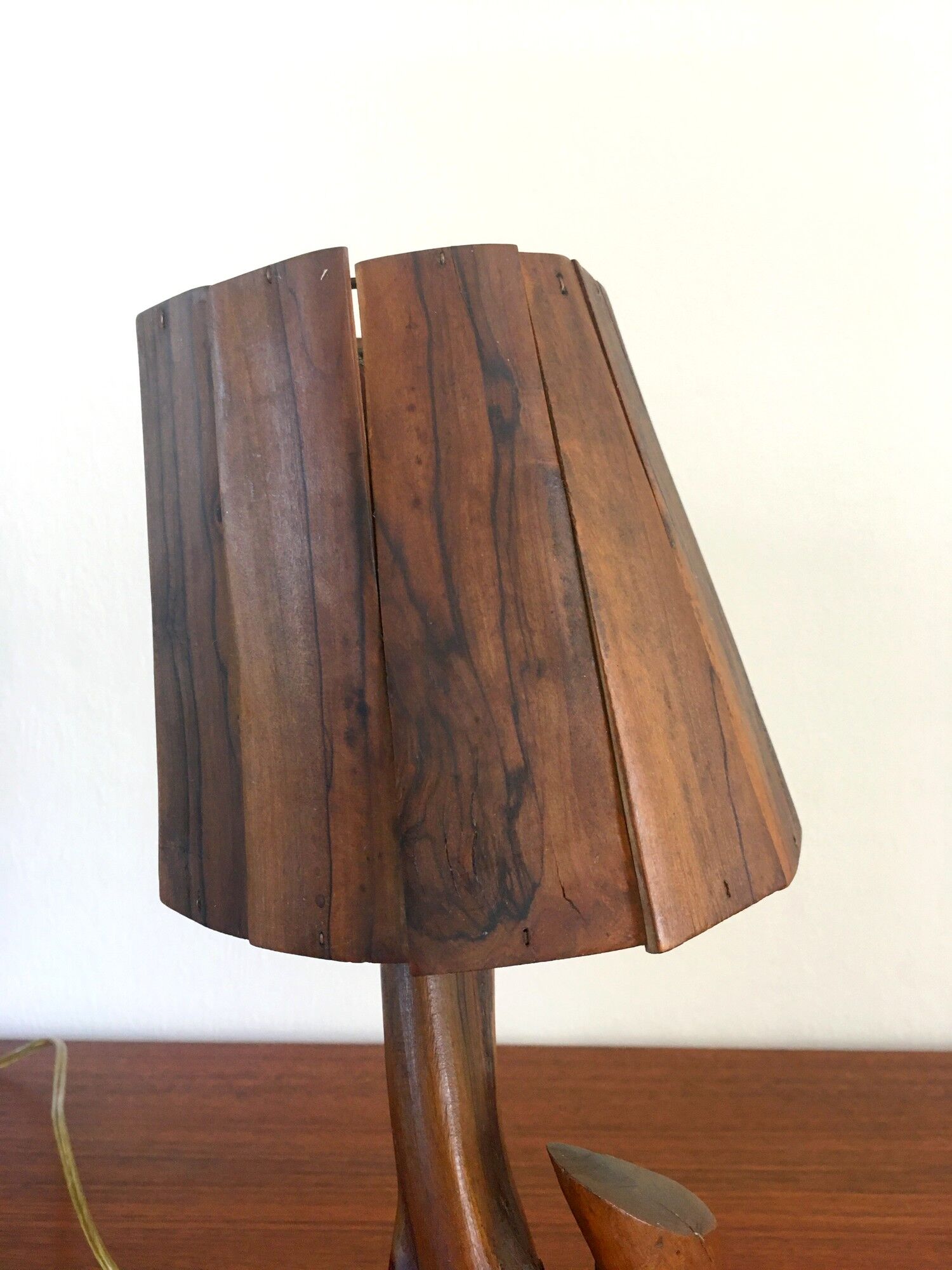 Vintage lamp in olive wood, 70s