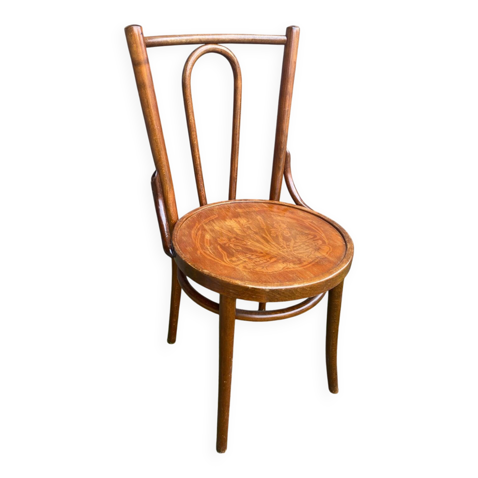 Chaise ancienne bistrot Khon n°18 bois + assise thermoformée vintage