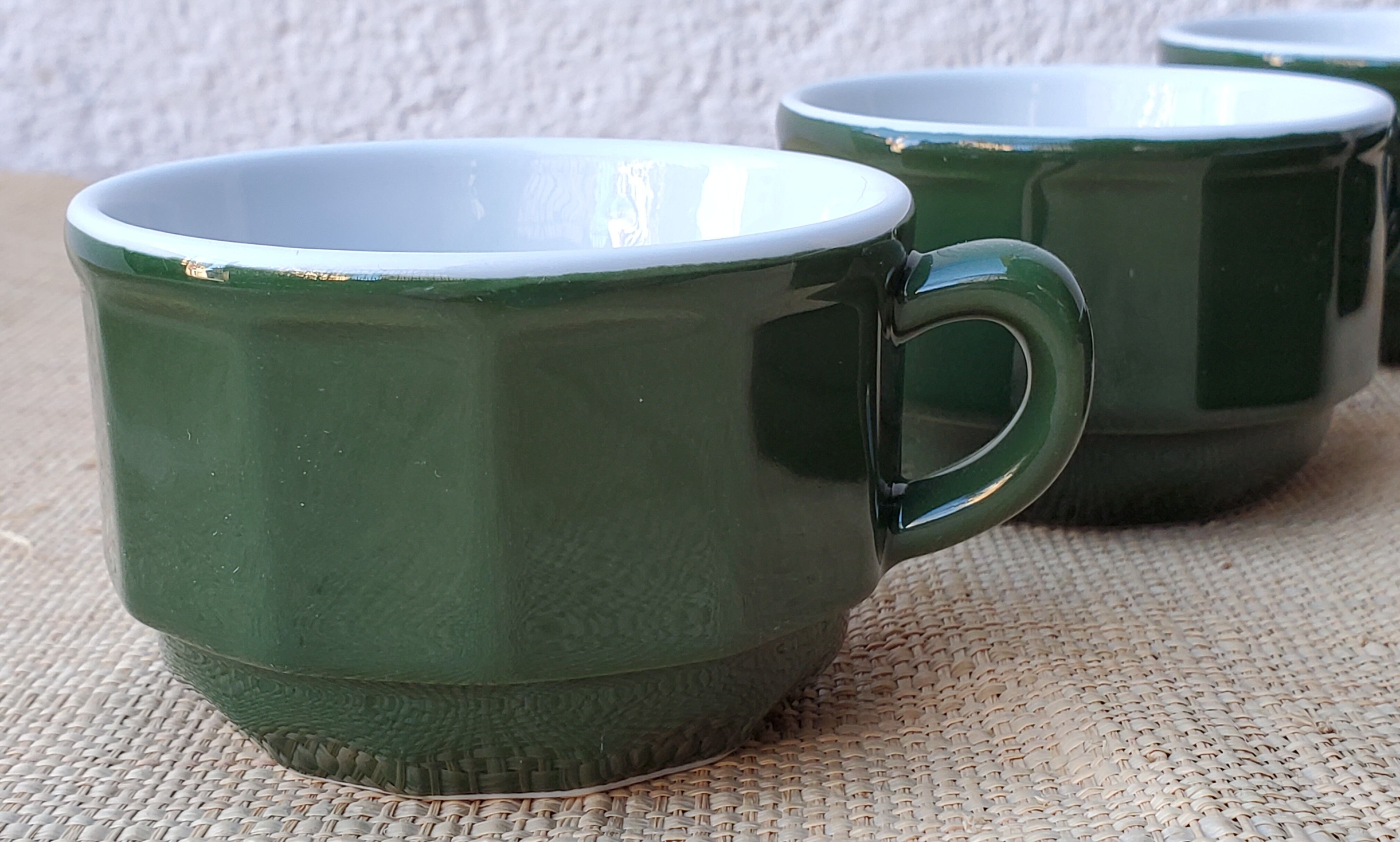 Green ceramic cups