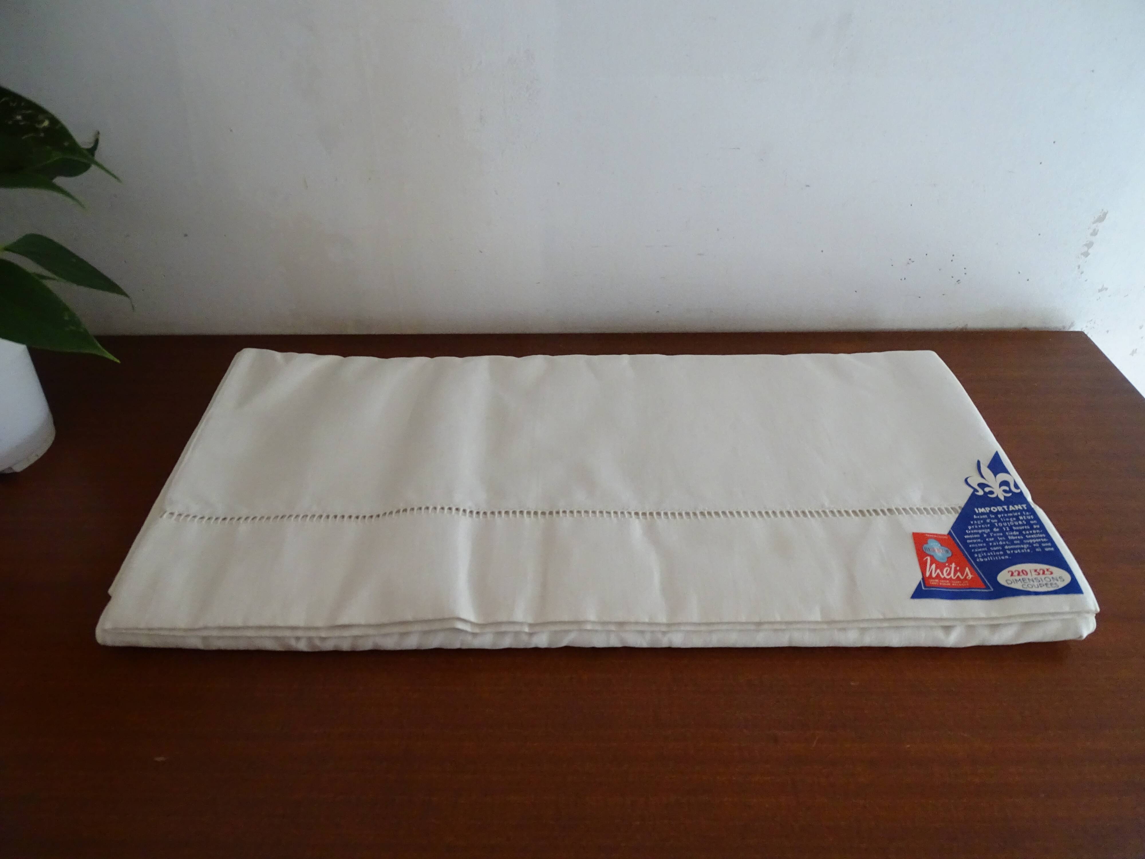 Openwork flat sheet Blue flower cotton mixed-race weft linen 325 x 220 new