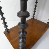 Antique wooden shelf with DMC spools – Industrial sideboard