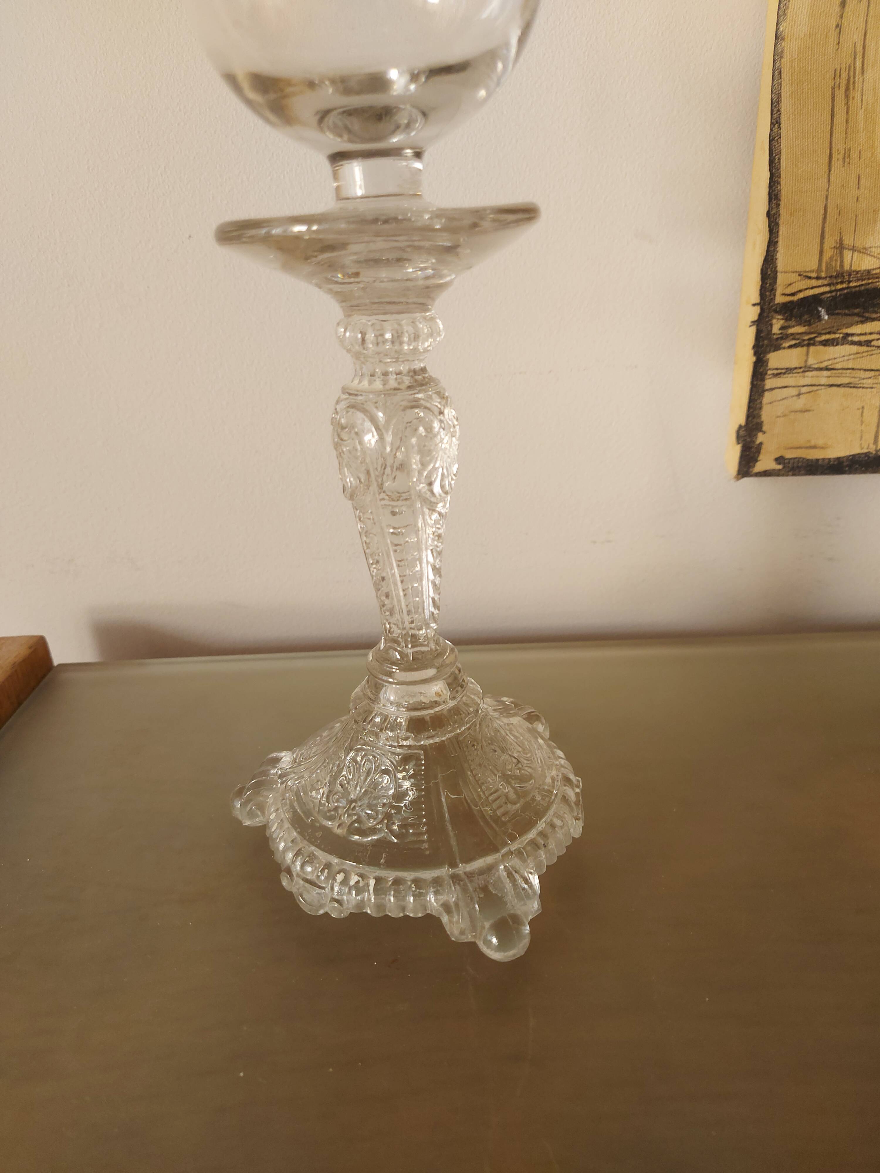 Candle holder blown glass lace lamp