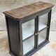 Vitrine antique, armoire suspendue, bois de pin, noir mat