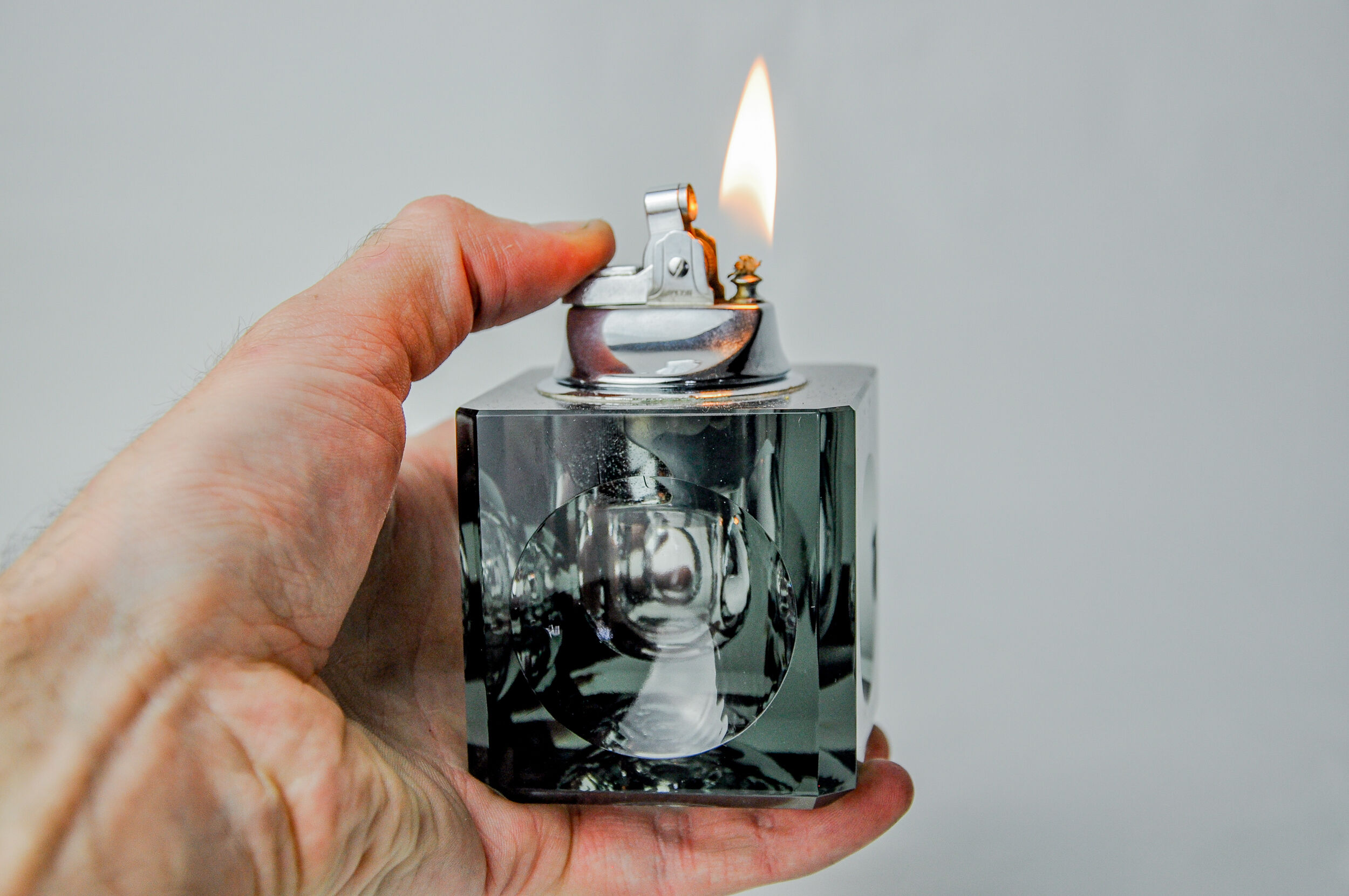 Black ice lighter by Antonio Imperatore, murano glass, Italy, 1970