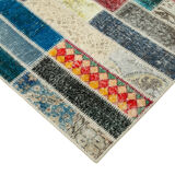 Tapis patchwork oriental contemporain 166 cm x 233 cm multicolore patchwork fait à la main