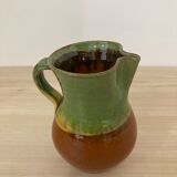 Green and brown ceramic pitcher