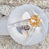 Pair of steel and opaline wall lights, Vittorio Mazzega design, vintage, 70s