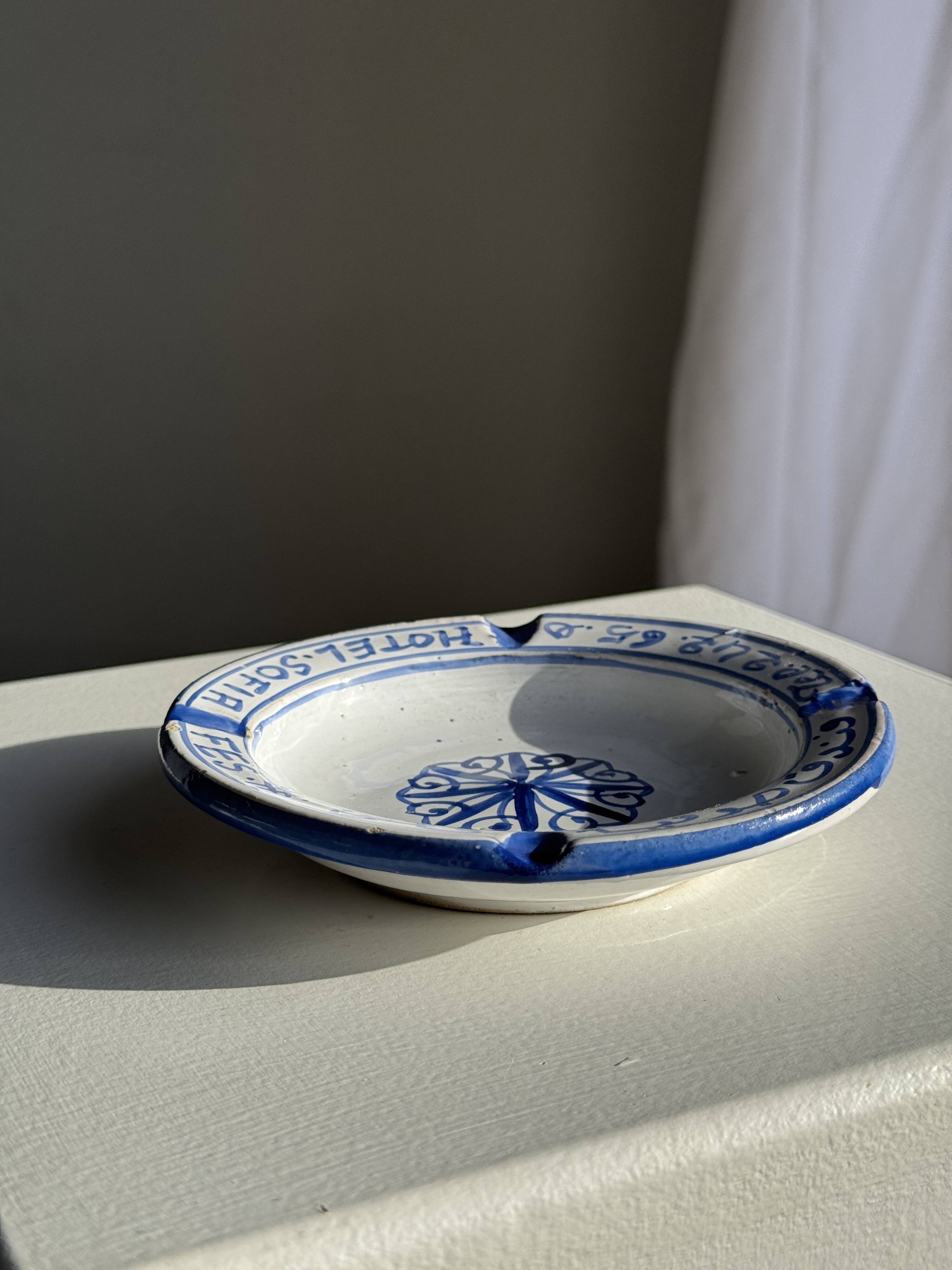 Blue and white ashtray from the Sofia Hotel in Fes D13