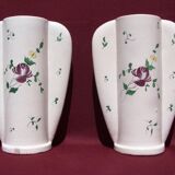 Paire de vases à ailettes Louis Dage faience craquelée 30cm Samadet Art déco 1930