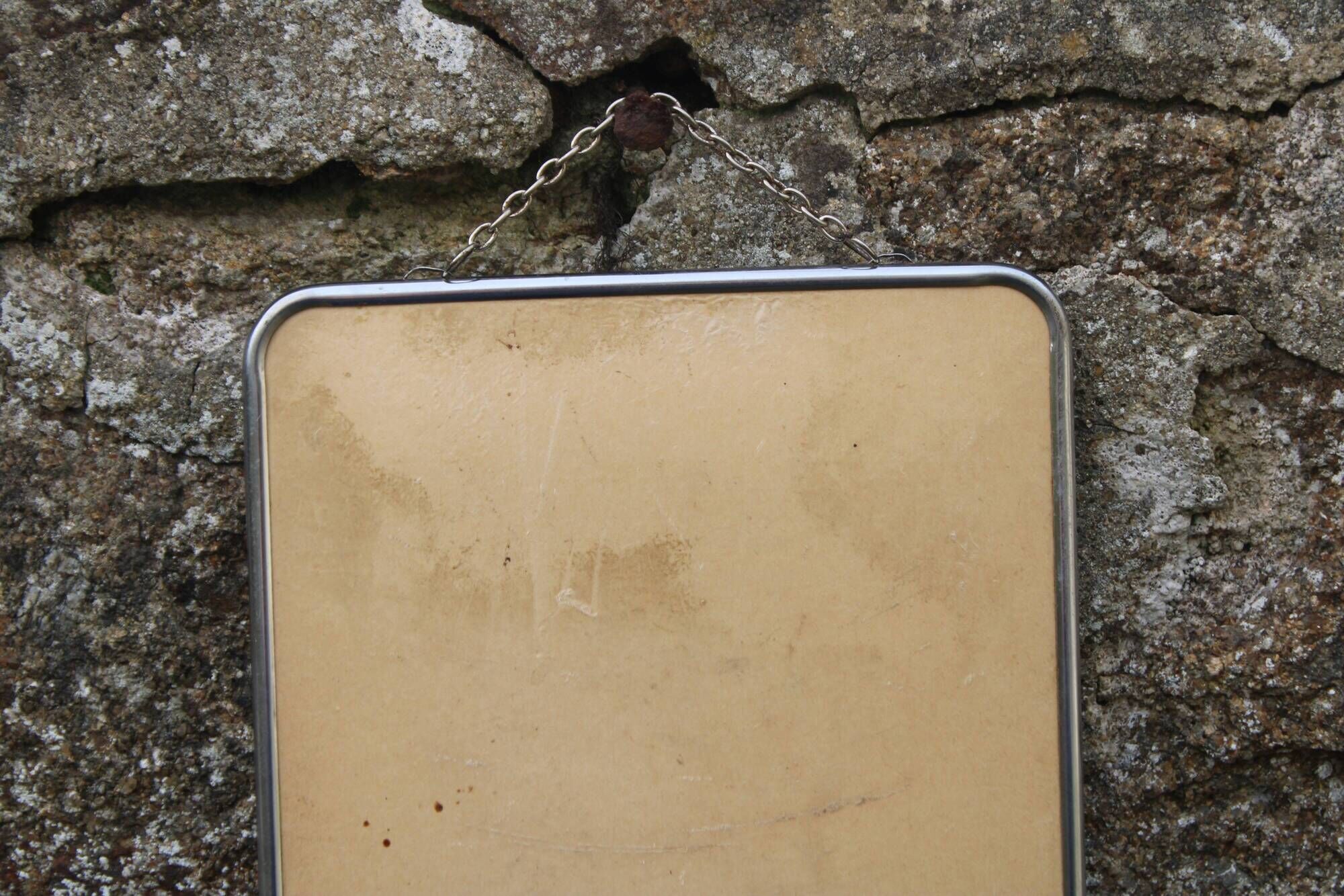 Small vintage barber mirror – metal frame – antique mirror