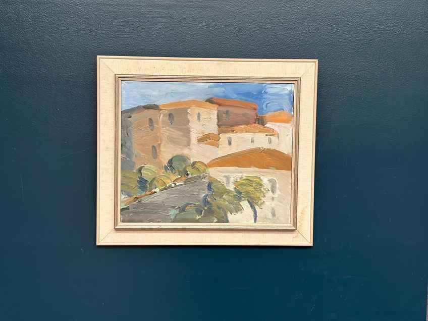 Original Swedish Oil On Canvas – “Cityscape” By Sven‑Erik Markhed