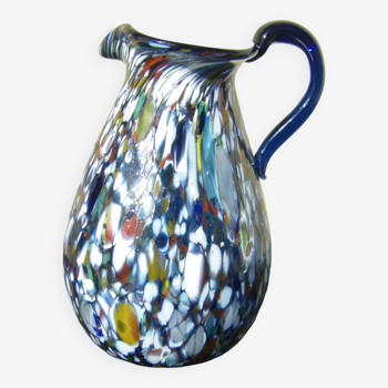 Murano italian millefiori art glass pitcher