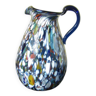 Murano italian millefiori art glass pitcher