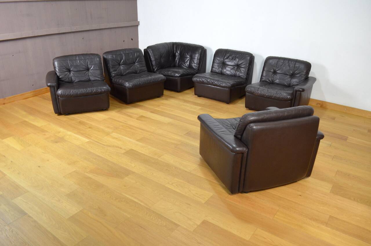 Modular vintage leather lounge from the 1970s/1980s