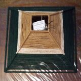 Abat-jour carré en fil de jute bistre beige et vert