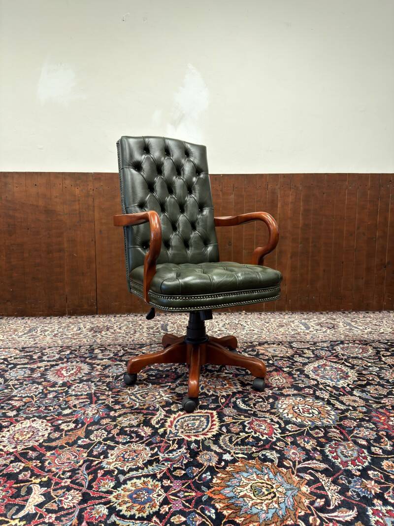 Classic English Chesterfield Desk Chair Green