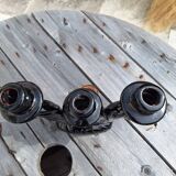 Iridescent black ceramic candle holder