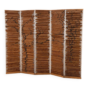 Paravent en bois à lattes,