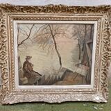 Painting representing the flood of Paris at the beginning of the 20th century