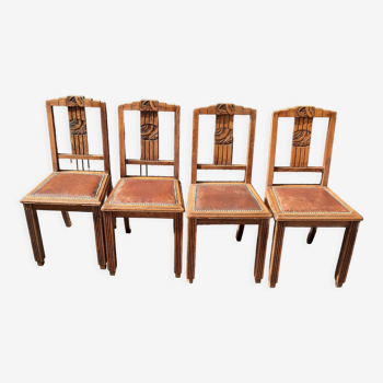 Lot de 4 chaises Art Déco