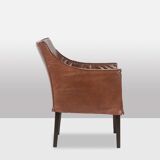Lintello. Pair of camel leather armchairs. 1970s.