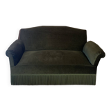 Green velvet bench with fringe