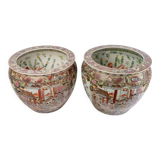 Pair fish aquarium - chinese porcelain - cloisonné enamel - canton - epoch: xxth century