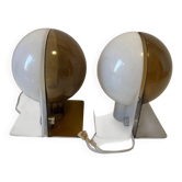 HARVEY GUZZINI Set of 2 Smoke Wall Lights model SIRIO 3460 by BRAZZOLI & LAMPE