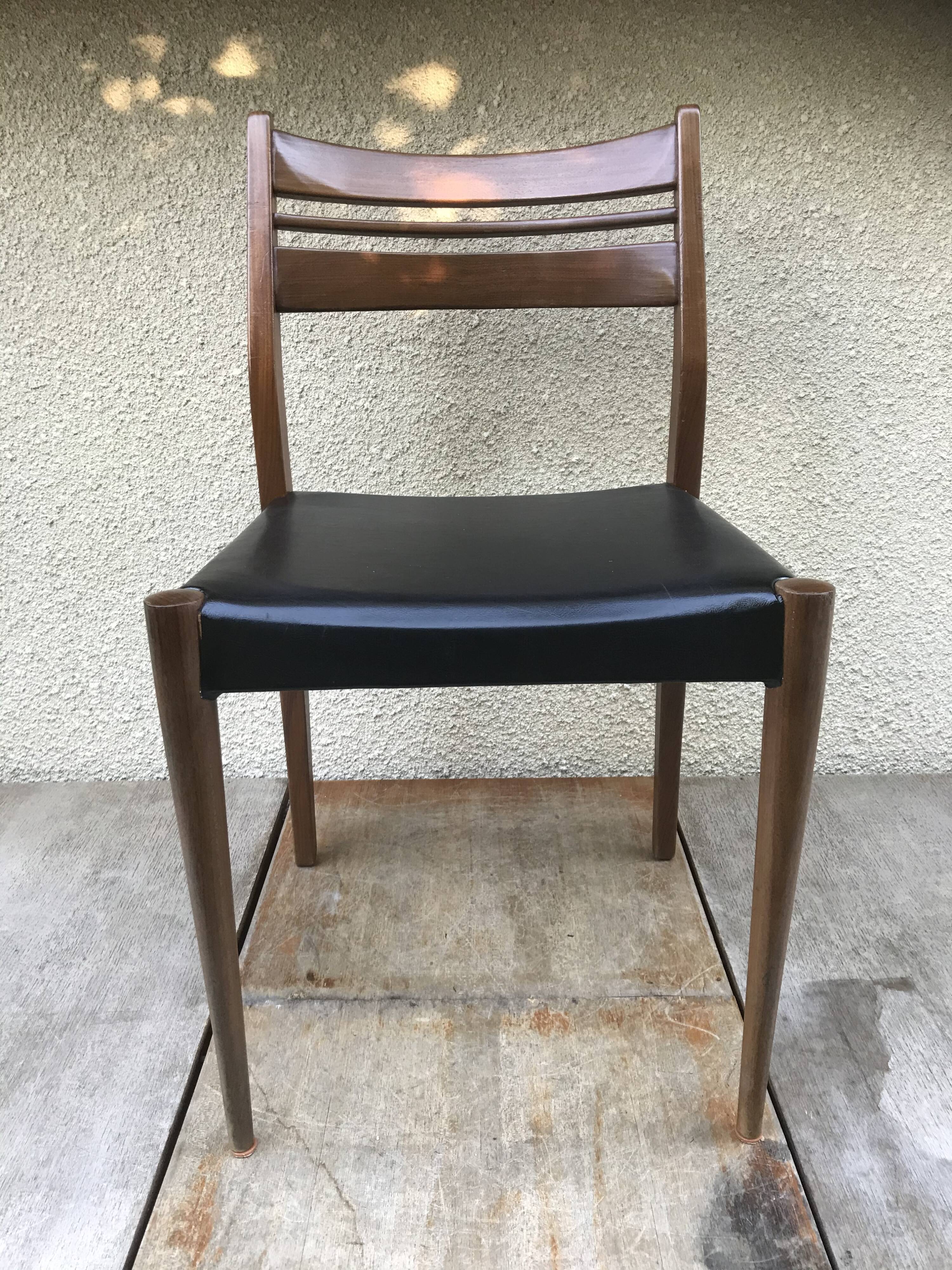 Series of 4 old scandinavian chairs wood teck - skai skaï black vintage