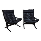 Siesta armchair by Ingmar Relling – black leather – Westnofa