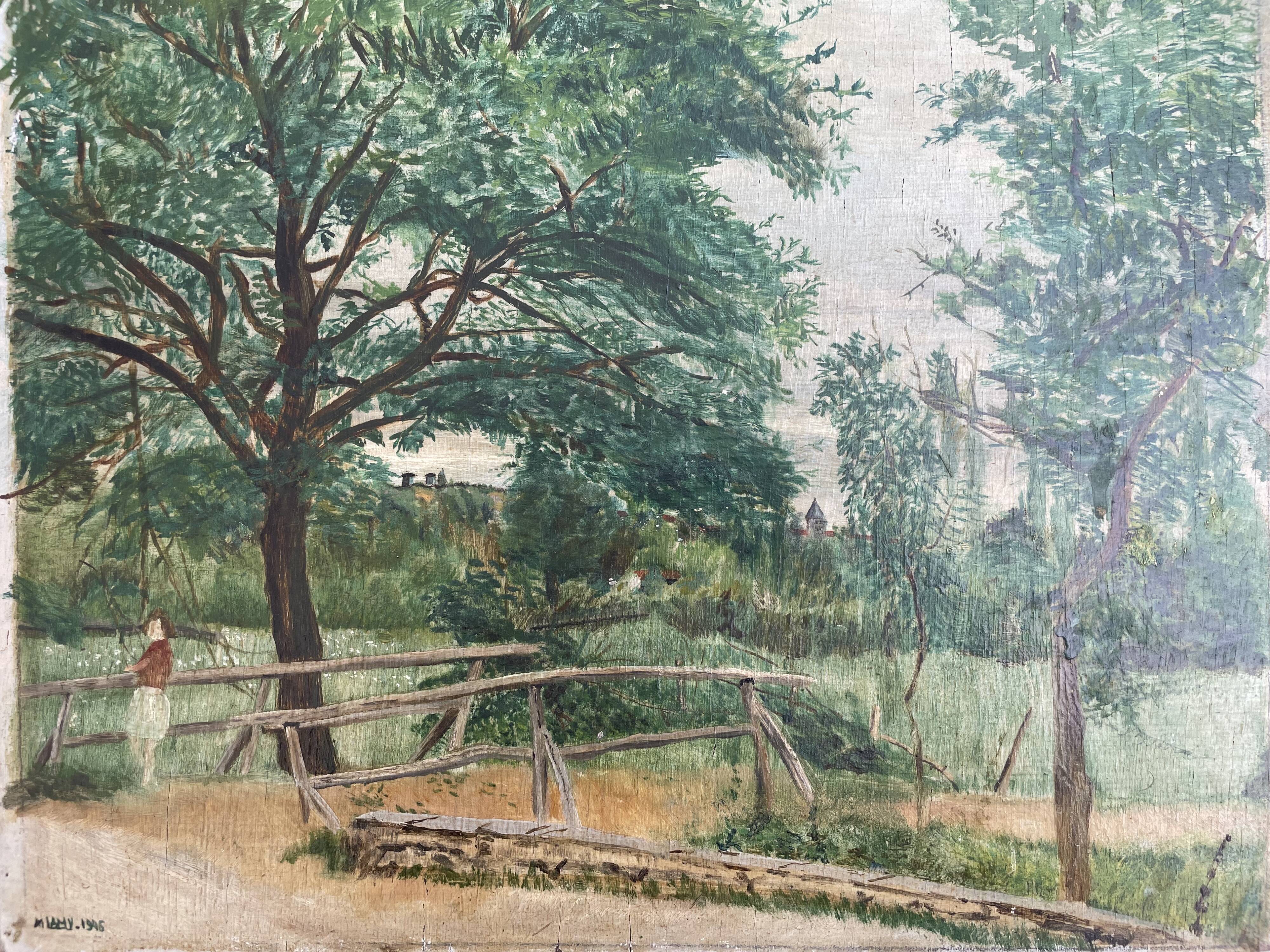 Painting old painting 1946 Lamy Vacances Haute Garonne