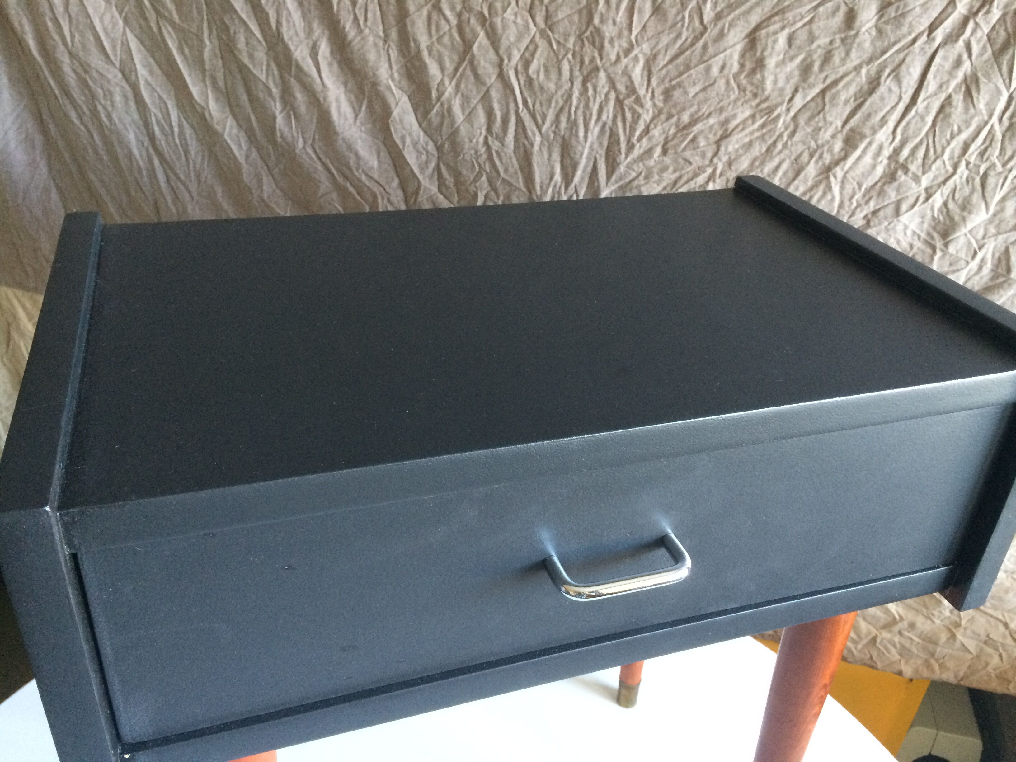 French vintage bedside revisited in black mast 60