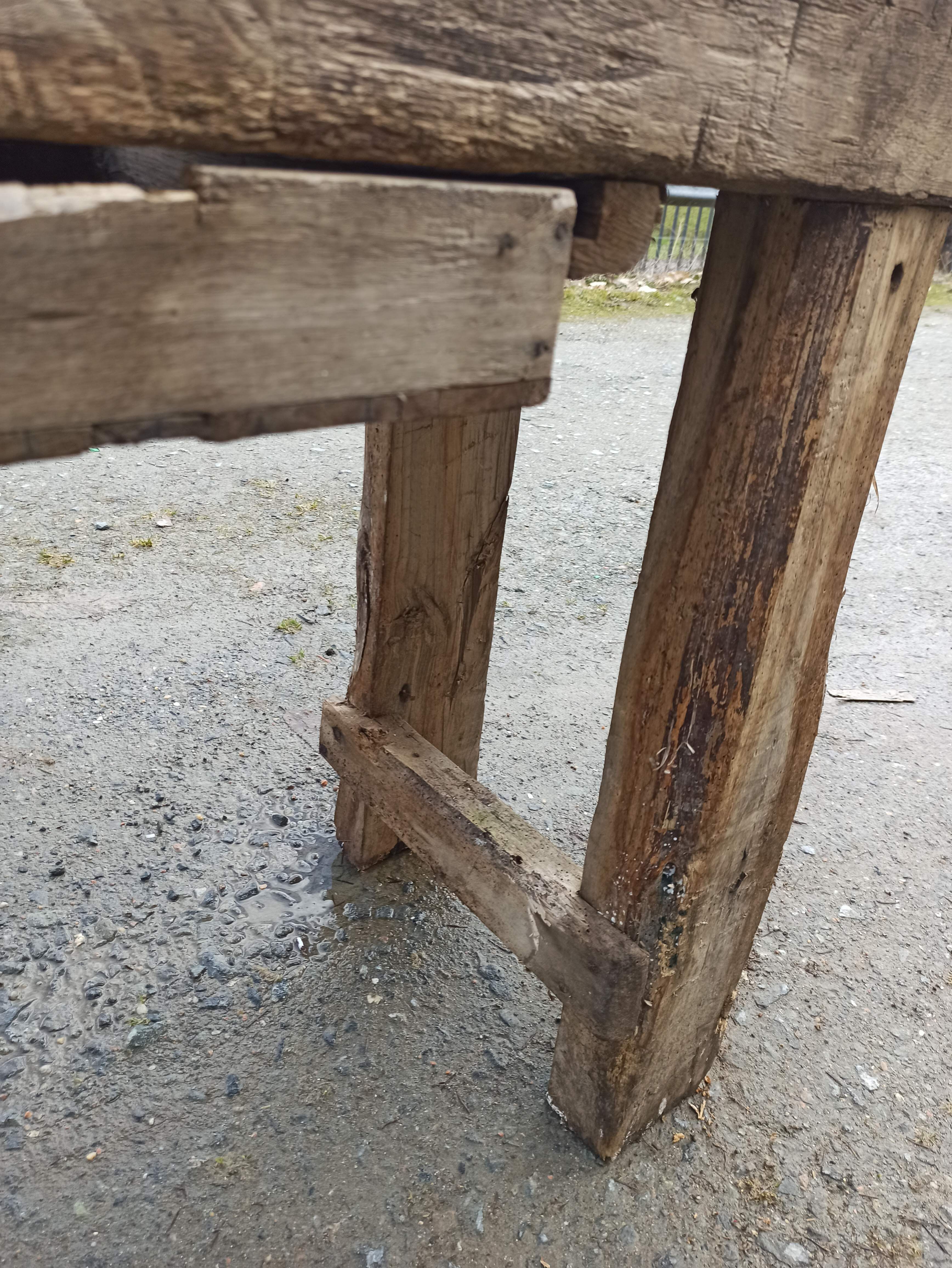 Old wooden workbench furniture by trade with vice