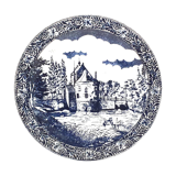 Large decorative plate decorations blue landscape diameter 40 cm