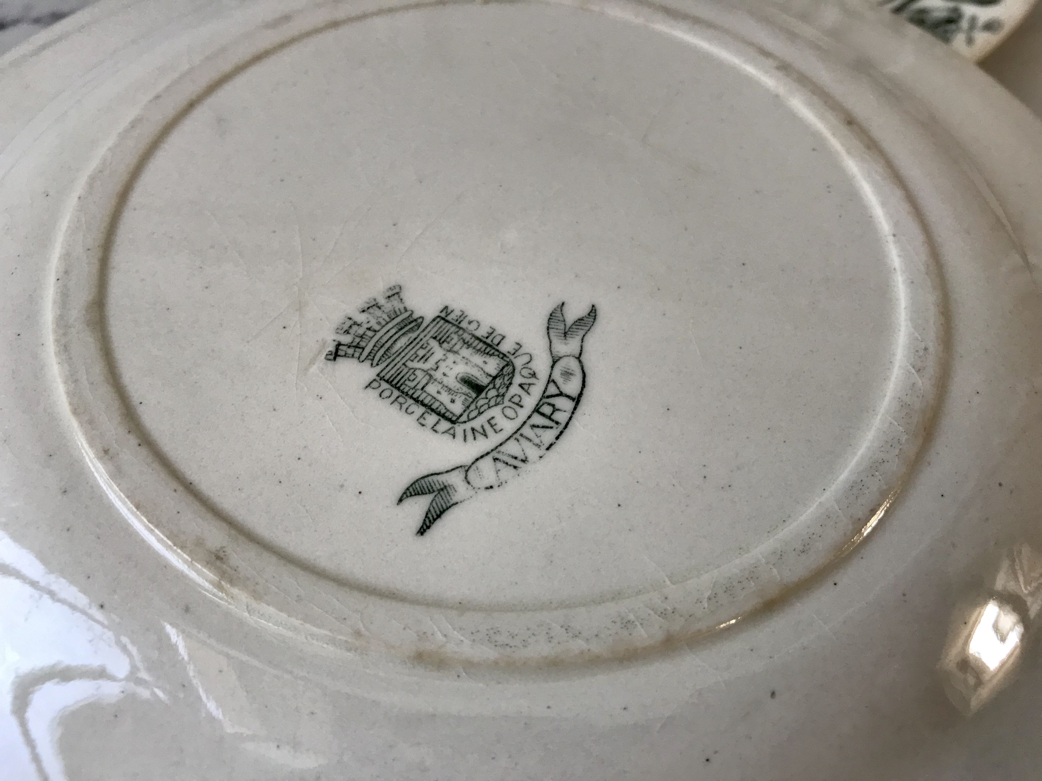 Set of 6 dessert plates Terre de Fer Gien model "Laviary" late nineteenth