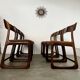 Set of 6 old baumann design sled chairs from the 60s wood and fabric