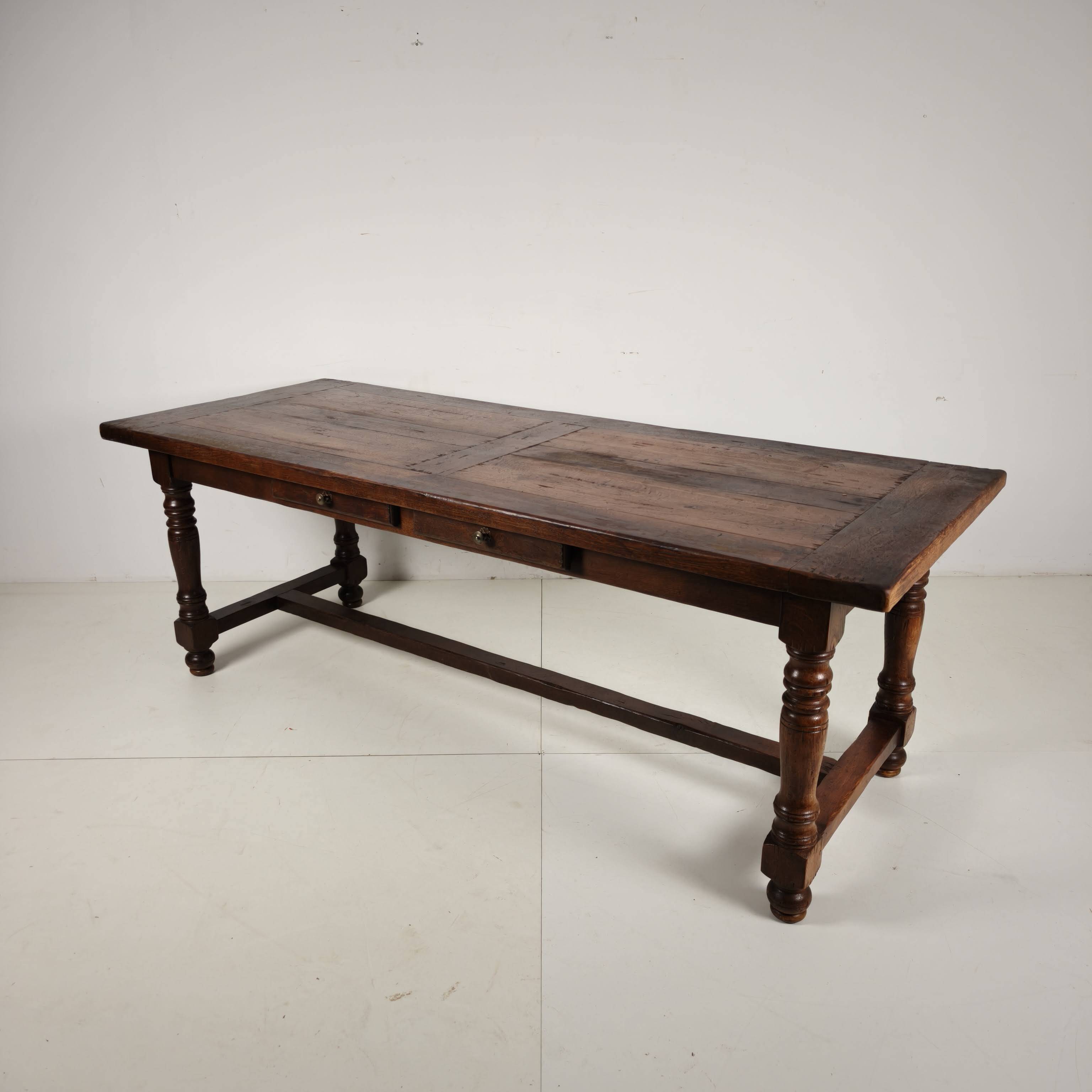 Large French Oak Monastery Table 320/220 cm, early 20th Century