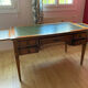 Napoleon Empire style wood and green leather desk 4 drawers 2 sliding shelves