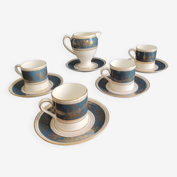 Wedgwood Blue and Gold R4509 coffee set, Columbia model