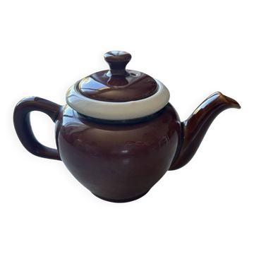 Théière vintage marron et crème
