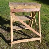 Antique folding 3-step wooden stepladder