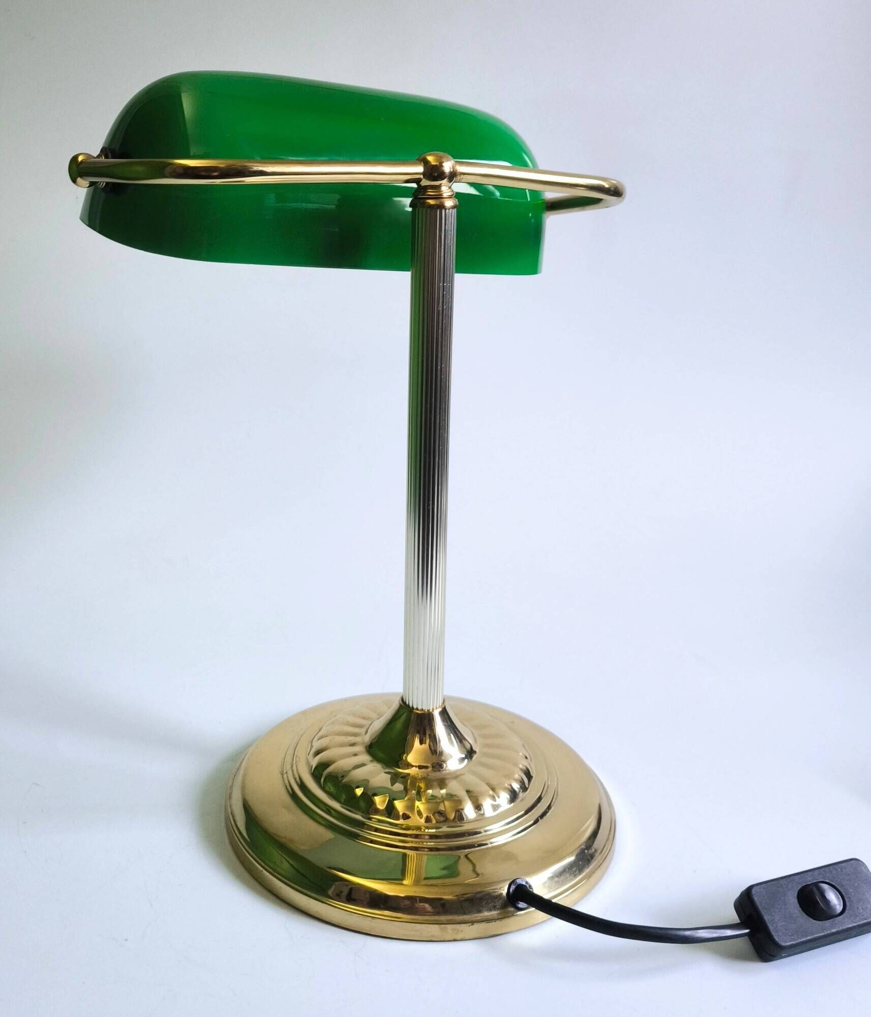 French banker lamp made of green opaline glass.