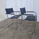 Set of 2 Vintage Mart Stam Style S34 Chair: Blue Leather, Bauhaus Design