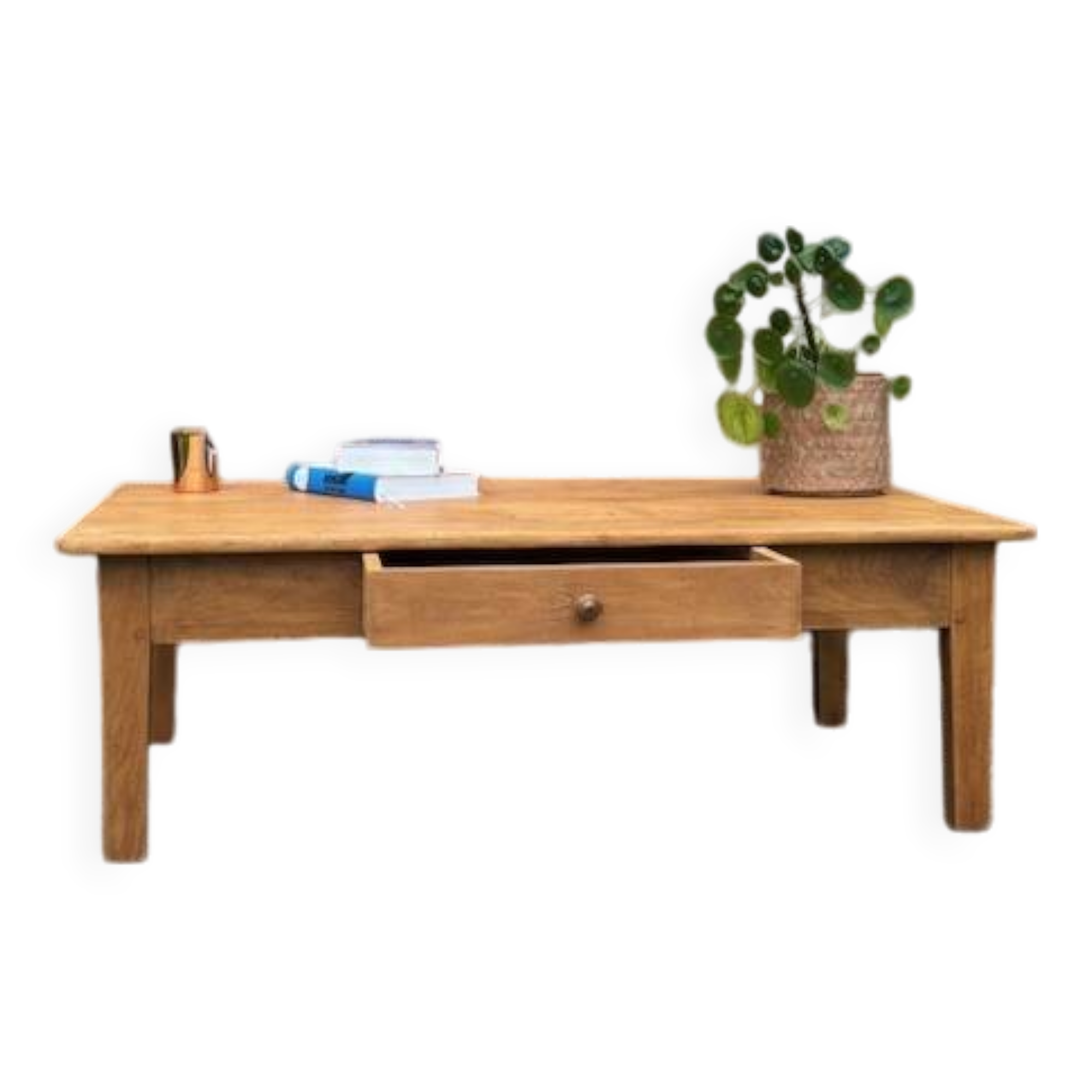 Farmhouse Wood Coffee Table with Drawer