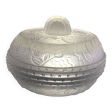 Art Deco Molded Glass Candy Box / Powder Box - Floral