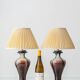 Belgian Art Deco Ceramic Table Lamps, Pair, Flambé Drip Glaze, New Silk Shades
